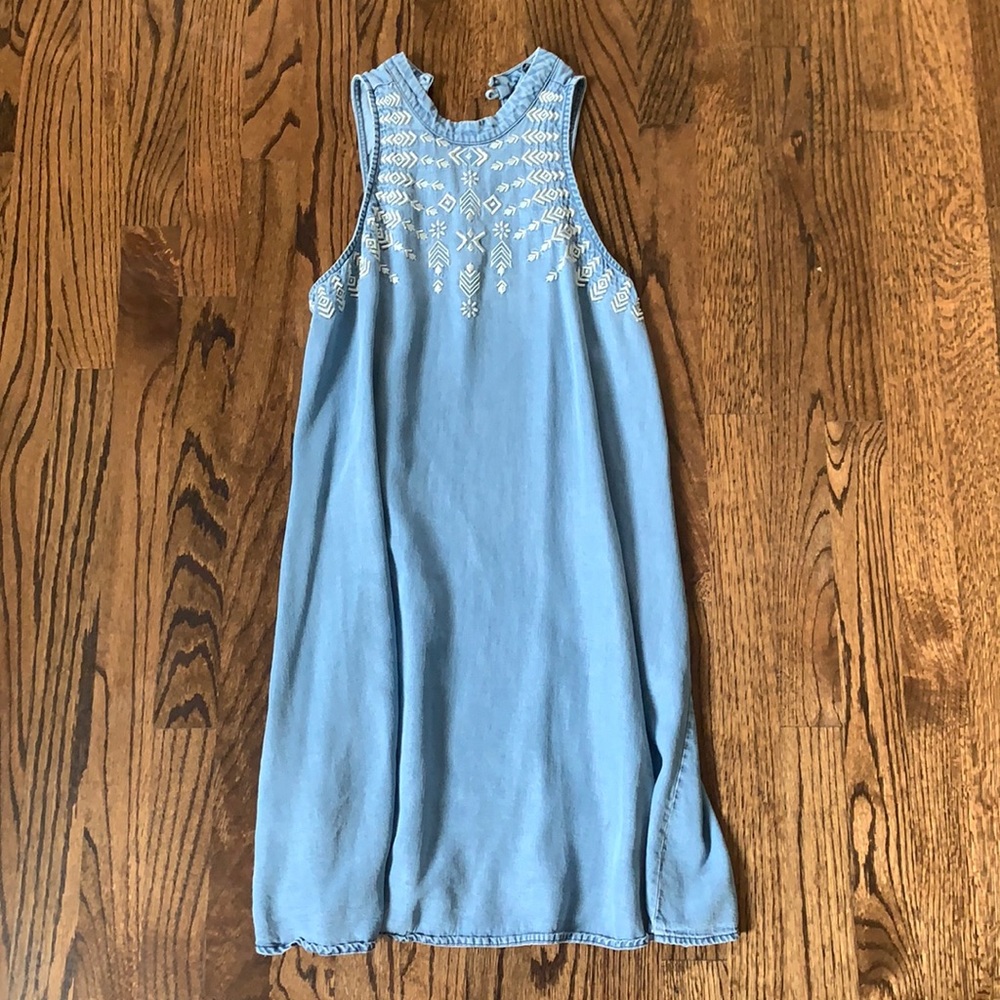 Teen Summery Denim High Neck Dress